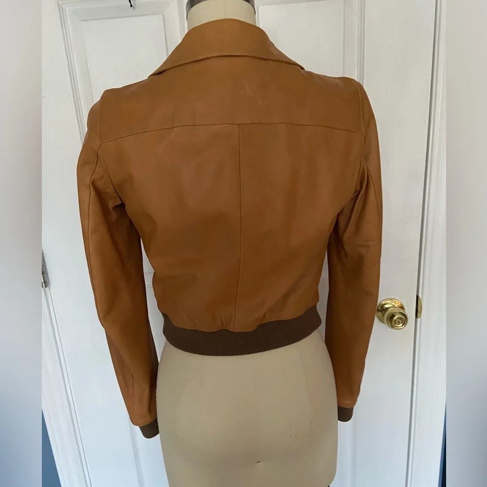 Dolce&Gabbana Tan Leather Bomber Jacket Size 40 - Picture 4 of 12